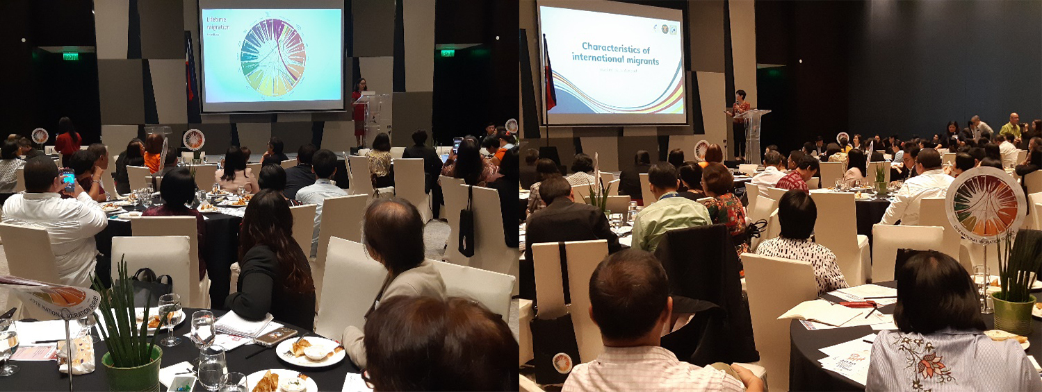 Dr. Nimfa Ogena (left) and Dr. Josefina Natividad (right) present findings on Migration Levels & Patterns & International Migration